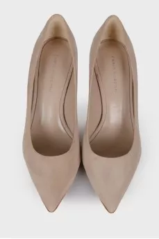 Pointed toe suede pumps