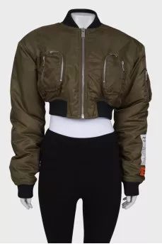 Khaki cropped bomber jacket