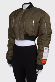 Khaki cropped bomber jacket