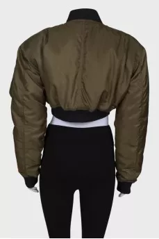 Khaki cropped bomber jacket