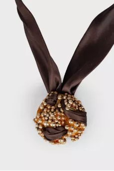 Textile and silver necklace