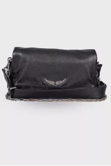 Leather bag with strap and chain