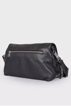 Leather bag with strap and chain