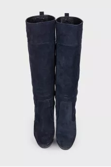 Suede blue boots