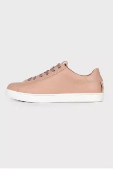 Dark beige leather sneakers
