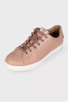 Dark beige leather sneakers