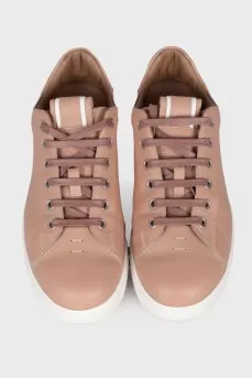 Dark beige leather sneakers