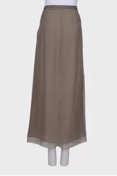 Pleated front silk skirt