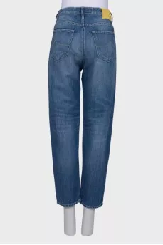 Jeans with removable silk scarf