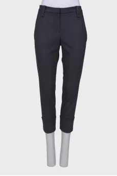 Gray wool trousers with roll-ups