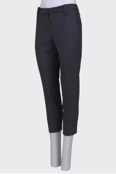 Gray wool trousers with roll-ups