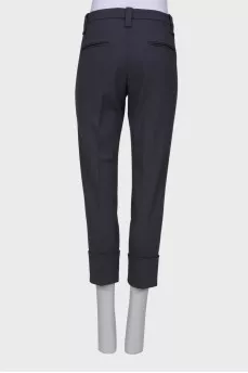 Gray wool trousers with roll-ups