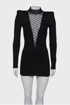 Dress with a translucent insert on the chest