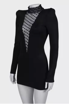 Dress with a translucent insert on the chest
