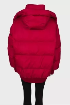 Red down jacket with double zipper