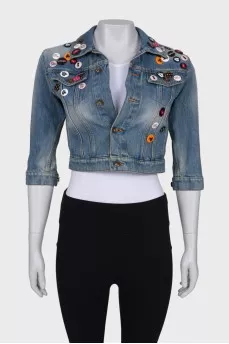 Denim jacket with badges
