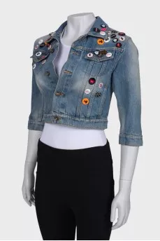 Denim jacket with badges