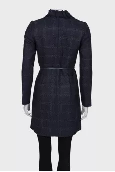 Tweed coat with embellished collar