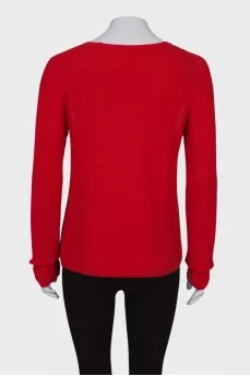 Red sweater with slits