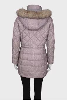 Down jacket with print and hood