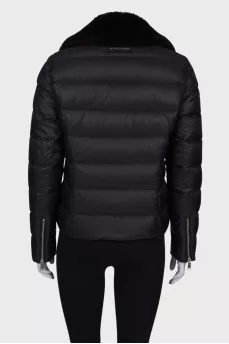 Black jacket with fur collar