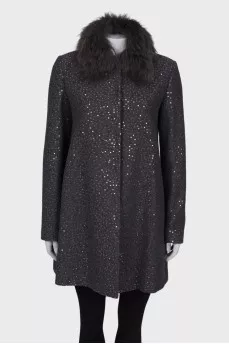 Gray coat with sequins