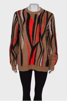 Brown Printed Sweater