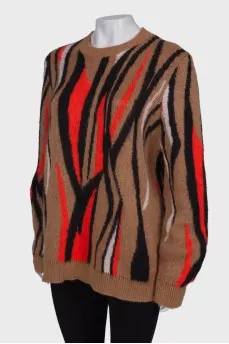 Brown Printed Sweater