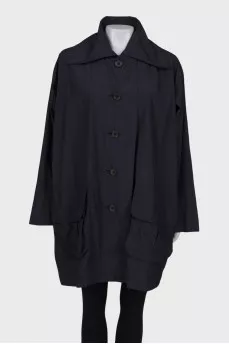 Black and blue oversized raincoat
