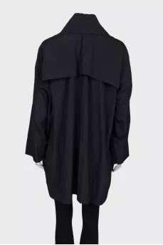 Black and blue oversized raincoat