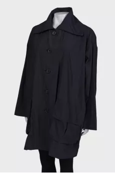 Black and blue oversized raincoat