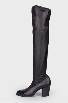 Textile boots with leather toecap