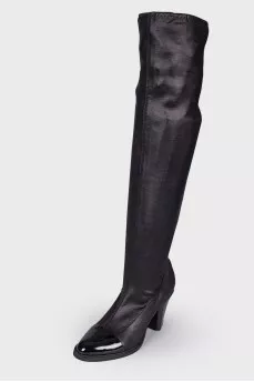 Textile boots with leather toecap