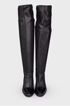 Textile boots with leather toecap