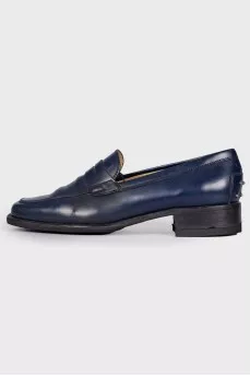 Blue leather loafers