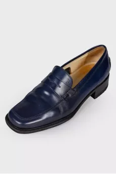 Blue leather loafers
