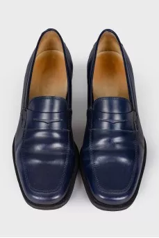 Blue leather loafers