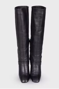 Square toecap leather boots