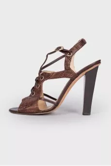 Sandals with snakeskin effect