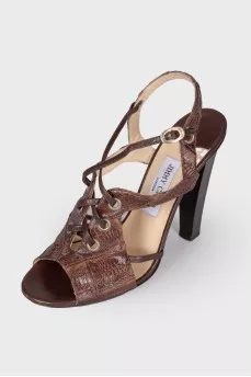Sandals with snakeskin effect
