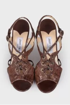 Sandals with snakeskin effect