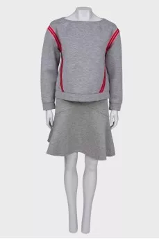 Gray suit with a skirt