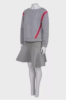 Gray suit with a skirt