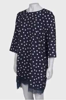 Polka dot dress with lace
