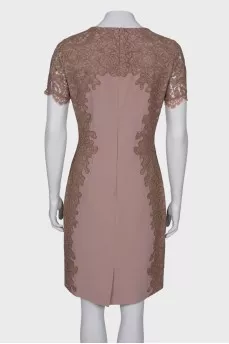 Beige dress with lace inserts
