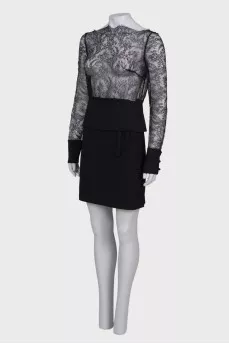 Suit with lace top and skirt, with tag
