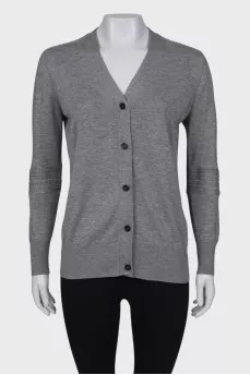 Silk cardigan with openwork inserts