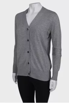 Silk cardigan with openwork inserts