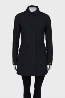 Navy blue raincoat with pockets