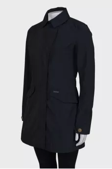 Navy blue raincoat with pockets